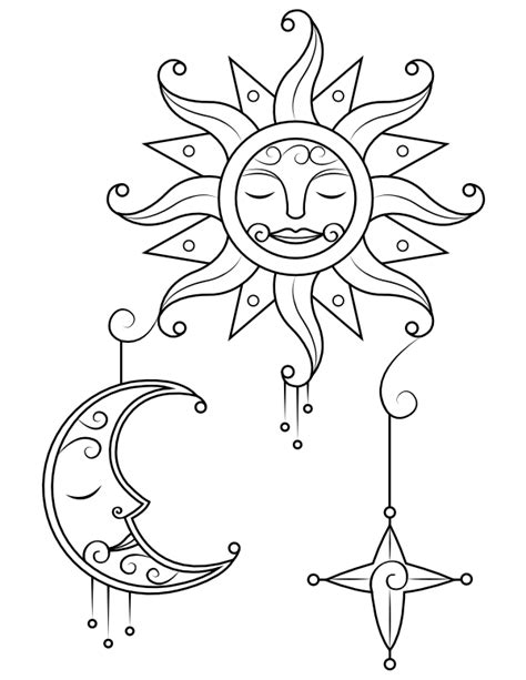 printable vintageun moon andtar coloring page outstanding pages picture