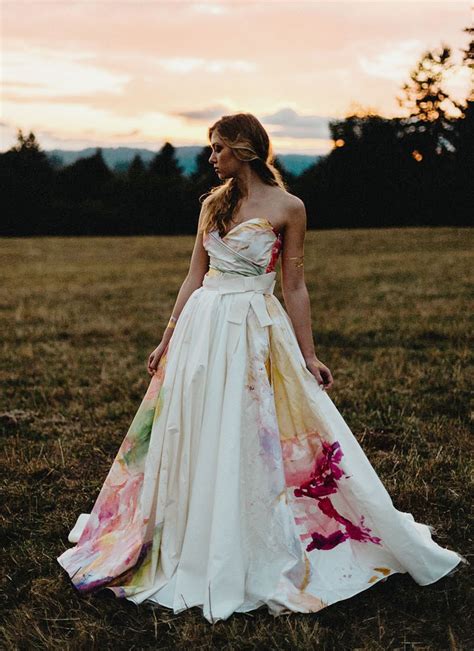 unexpected mix  colors  colored wedding dresses  evening gowns