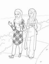 Hijabi Menggambar Kelas sketch template