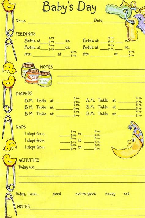 baby schedule template day care daily sheets infant daily report