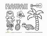 Coloring Luau Hawaiian Beaches Preschool sketch template