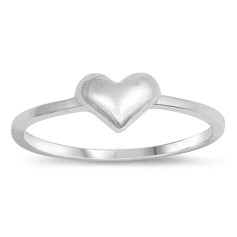 Sac Silver Dainty Puff Heart Promise Ring 925 Sterling Silver Band