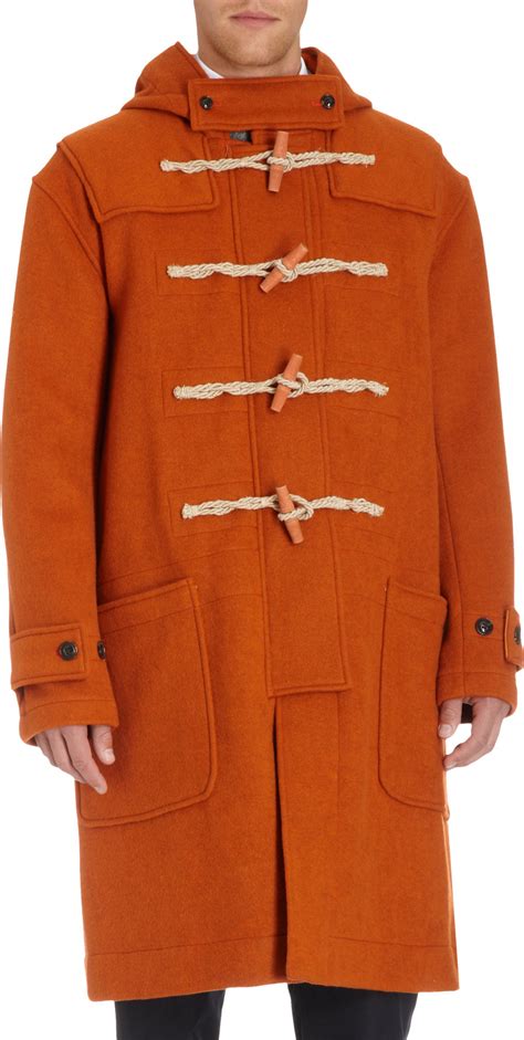 lyst nigel cabourn duffel coat  orange  men
