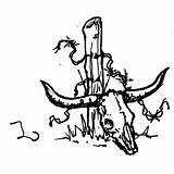 Skull Texas Longhorn Template sketch template