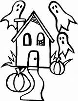 Haunted House Coloring Pages Halloween Ghost Print Scary sketch template