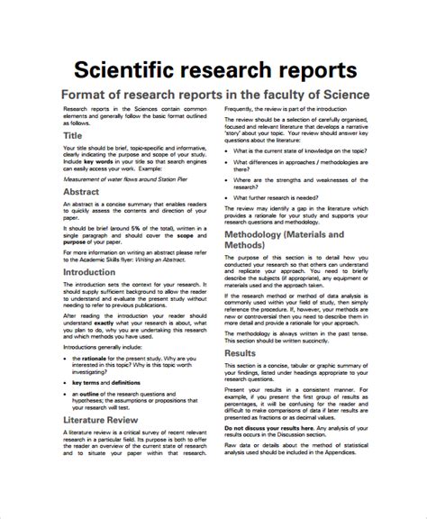 scientific report format