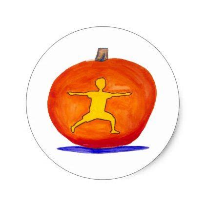 pumpkin sticker yoga sticker warrior pose  kids halloween