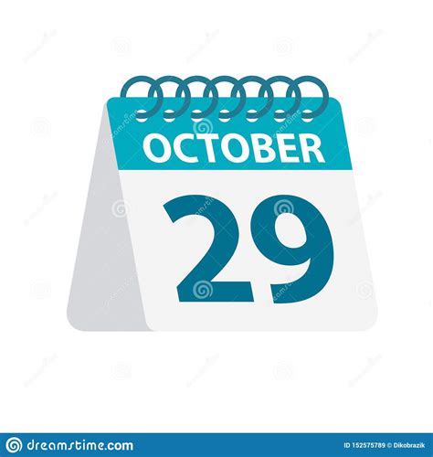 october 29 calendar icon vector illustration of one day