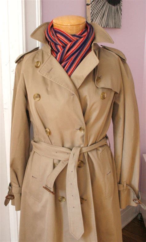 vintage burberry belted trench coat ladies size 14 long nova