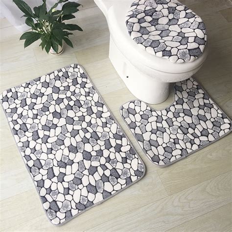 modern printed toilet mat set anti slip bath mat set bathroom rug set shower room rugs toilet