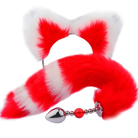 sexy fox removable metal butt plug tail set with hairpin kit anal