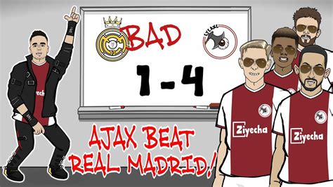ajax beat madrid real  bad ajax win   champions league parody goals highlights tadic