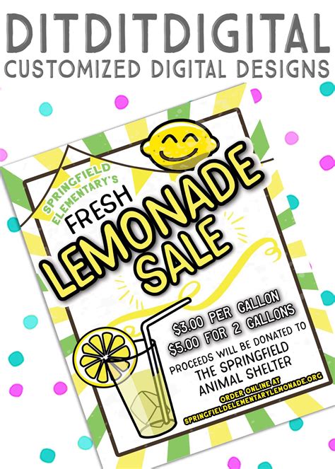 lemonade stand fundraiser sale  invite  flyer etsy