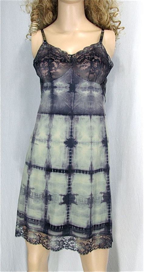 Shibori Dyed Dress 34 Small Upcycled Slip Vintage Full Slip Etsy