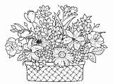 Basket Coloring Flowers Flower Pages Drawing Colouring Clipart Printable Cliparts Mandala Clip Beautiful Color Colori Draw Popular Mandalas Sheets Library sketch template