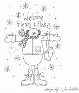 Patterns Christmas Primitive Stitchery Embroidery Pattern Printable Applique Snowman Hand Craft Designs Redwork Welcome Flakes Friends Stitcheries Crafts Country Vintage sketch template