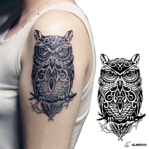 Temporary Tattoos Large Black Owl Arm Fake Transfer Tattoo Stickers Hot