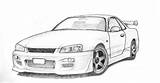R34 Gtr Sketch Graphite X12 Coloring Coches sketch template