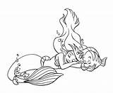 Ariel Mermaid Little Sebastian Flounder Sleep Deep Water Pages Pages2color Cookie Copyright sketch template