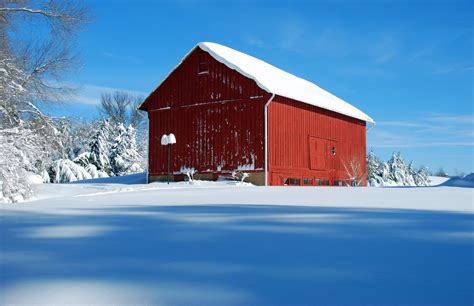 red barn  snow   photo  freeimages