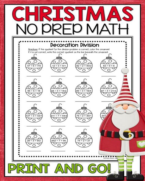 grade math christmas worksheets images  math