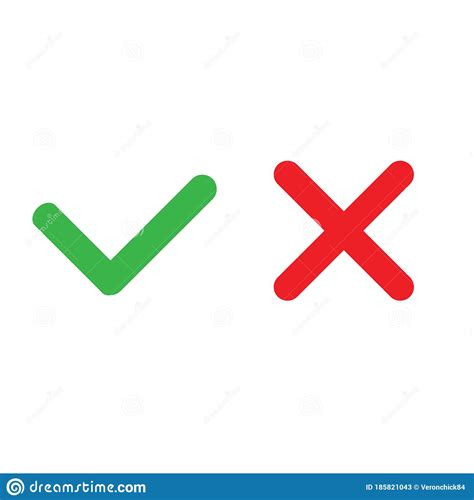 Green Check Mark And Red X Mark Icons Yes No Icon Stock