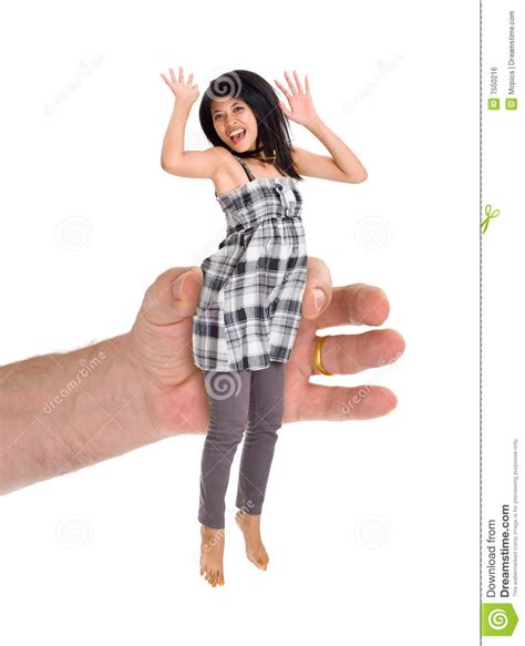 Small Woman In Large Hand Royalty Free Stock Image Image