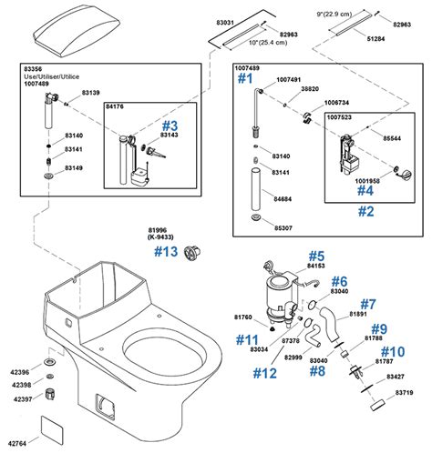 kohler trocadero series toilet repair parts  schematics