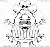 Cowboy Chubby Scared Wild Male West Clipart Cartoon Thoman Cory Outlined Coloring Vector 2021 sketch template