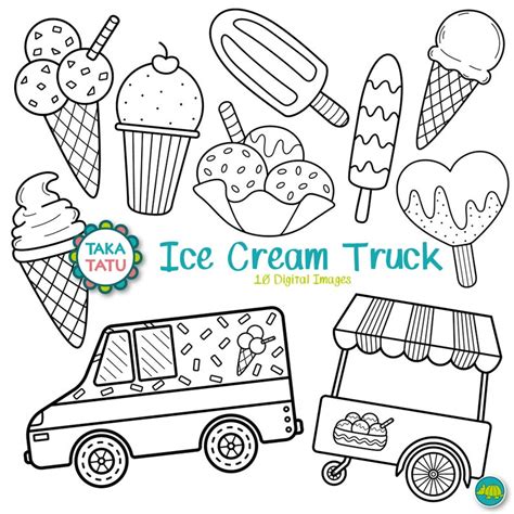 ice cream truck digital stamp ice cream truck clipart etsy
