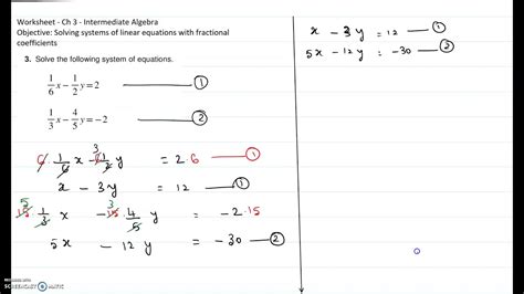 solving system  linear equations  fractional coefficients