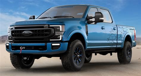 ford previews   series super duty builds  sema carscoops