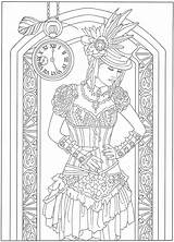 Steampunk Coloring Pages Adult Book Fashions Dover Haven Creative Printable Fashion Visit Books Publications sketch template