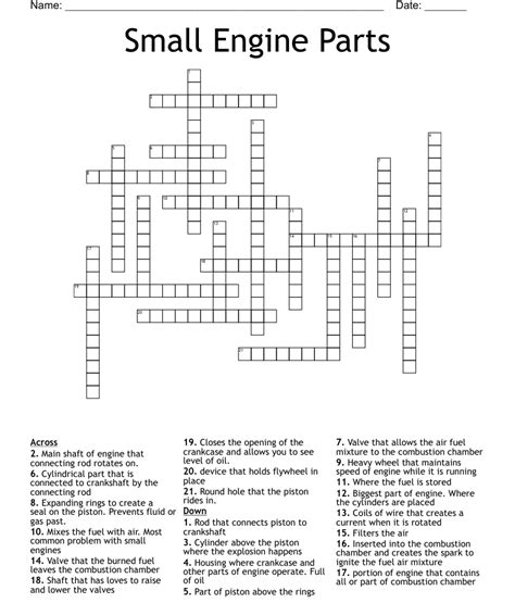 small engine parts crossword wordmint