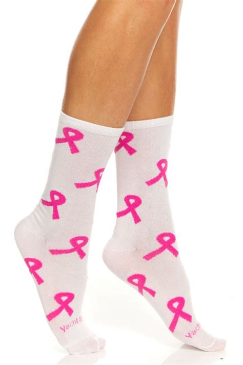 Yacht And Smith Womens Breast Cancer Awareness Pink Ribbon Crew Socks