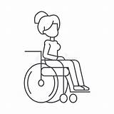 Wheelchair Segno Disabili Sedia Editabili Colpi Icona Rotelle Strokes Linear Outline Concept sketch template