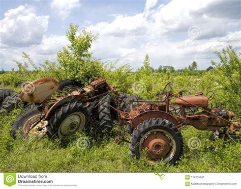 junkyard farm tractor body parts stock image image  junkyard broken