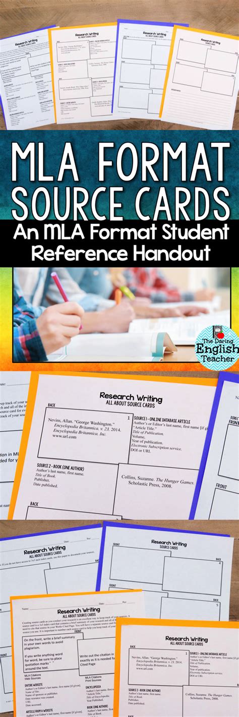 mla format source cards reference sheet  graphic organizer graphic