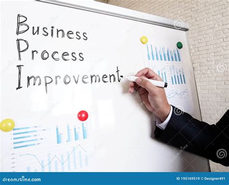 Business Process Improvement Bpi Manager Writes On A Whiteboard Stock