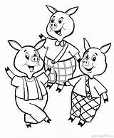 Pigs Little Three Coloring Pages Print Printable Color Four Kids sketch template