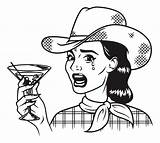 Martini Coloring Vintage Crying Retro Cowgirl Getcolorings Getdrawings sketch template