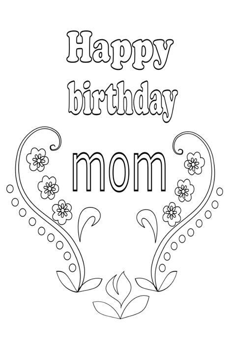 happy birthday mom printable coloring cards printable word searches