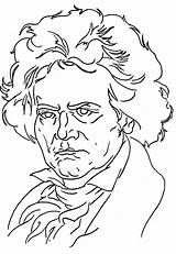 Beethoven Coloring Outline Pages Drawing Musical Color sketch template