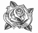 Tattoo Chicano Rose Drawings Money Graffiti Tattoos Sketches Flower Dollar Designs Drawing Bill Flash Stencils Gangster Gangsta Sleeve Dinheiro Body sketch template