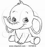Elephant Baby Sitting Drawing Clipart Outlined Cute Coloring Illustration Vector Yayayoyo Royalty Kids Clip Sheets Drawings Small Pink Paintingvalley sketch template