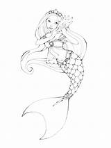 Mermaid Outline Coloring Drawing Sheets Pages Printable Shell Drawings Book Color Deviantart Adult Mermaids Kids Print Colouring Animals Draw Fairy sketch template