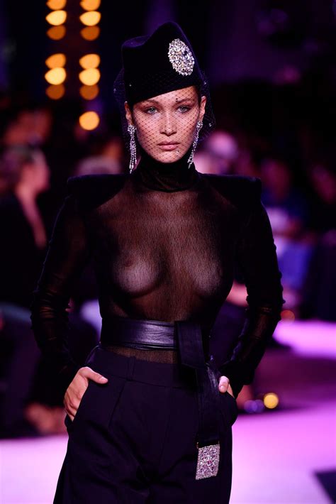 bella hadid see thru dress at alexandre vauthier fashion show in paris 08 celebrity