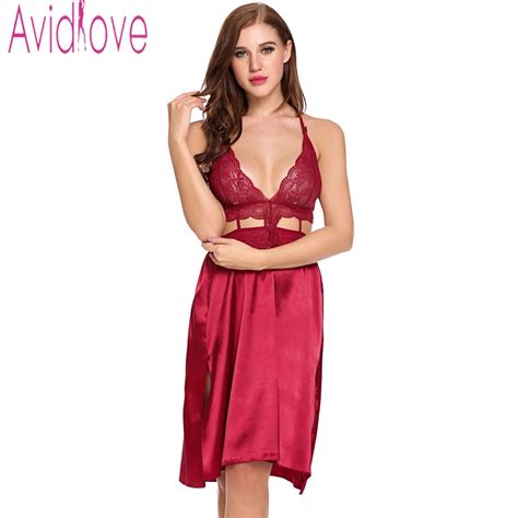 avidlove sex clothes sexy nightgown silk satin plus size