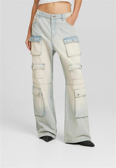 bershka baggy jeans relaxed fit light blueljusbla zalandose