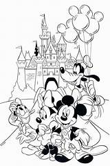 Coloring Disney Disneyland Pages Mickey Mouse Printable Walt Castle Rides Cartoon Kingdom Kids Birthday Magic Sheets Minnie Adults Color 1st sketch template